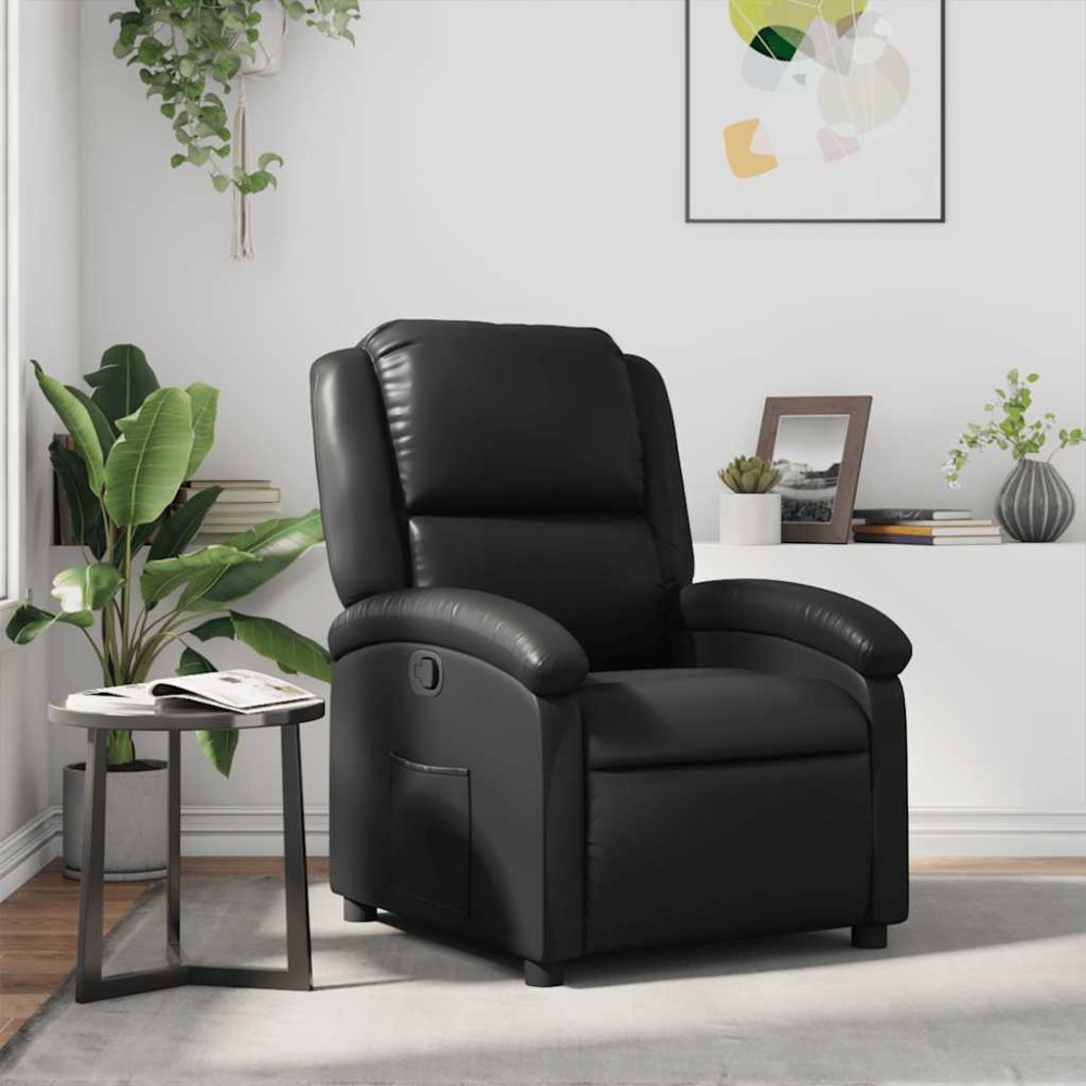 vidaXL Πολυθρόνα με Ανακλινόμενη Πόρτα Μαύρη από Συνθετικό Δέρμα