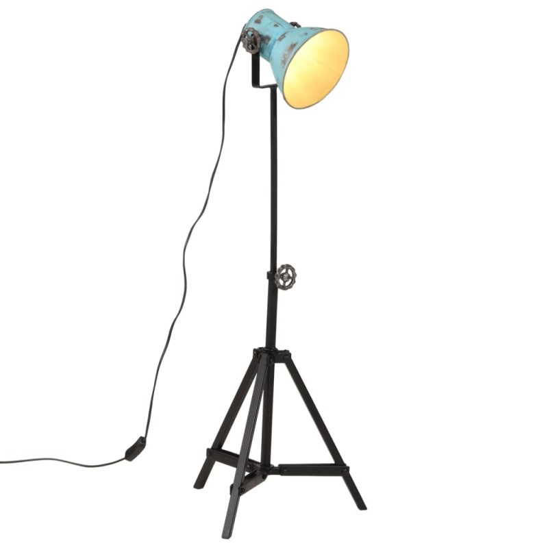 vidaXL Φωτιστικό Δαπέδου 25 W Αντικέ Μπλε 35x35x65/95 εκ. Ε27