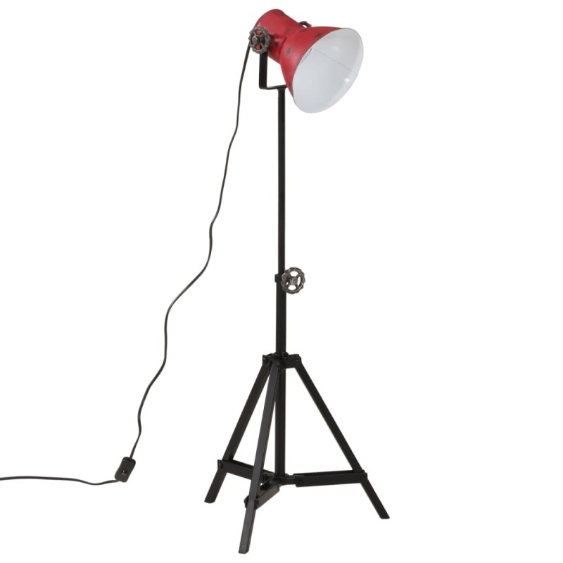 vidaXL Φωτιστικό Δαπέδου 25 W Αντικέ Κόκκινο 35x35x65/95 εκ. Ε27