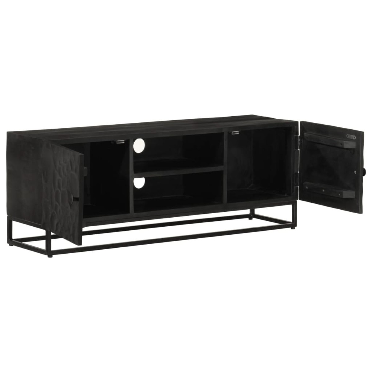 vidaXL Έπιπλο Τηλεόρασης Μαύρο 110x30x40εκ.Μασίφ Ξύλο Μάνγκο & Σίδηρος