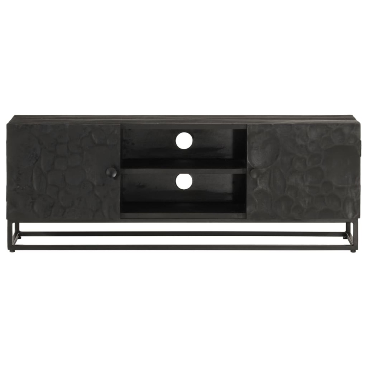 vidaXL Έπιπλο Τηλεόρασης Μαύρο 110x30x40εκ.Μασίφ Ξύλο Μάνγκο & Σίδηρος