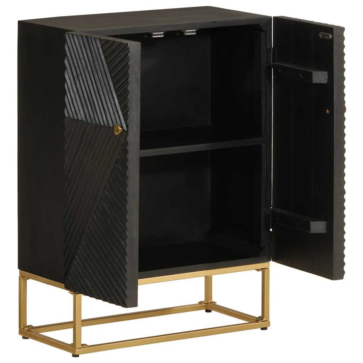vidaXL Ντουλάπι Μαύρο 55x30x76 εκ. από Μασίφ Ξύλο Μάνγκο και Σίδηρο