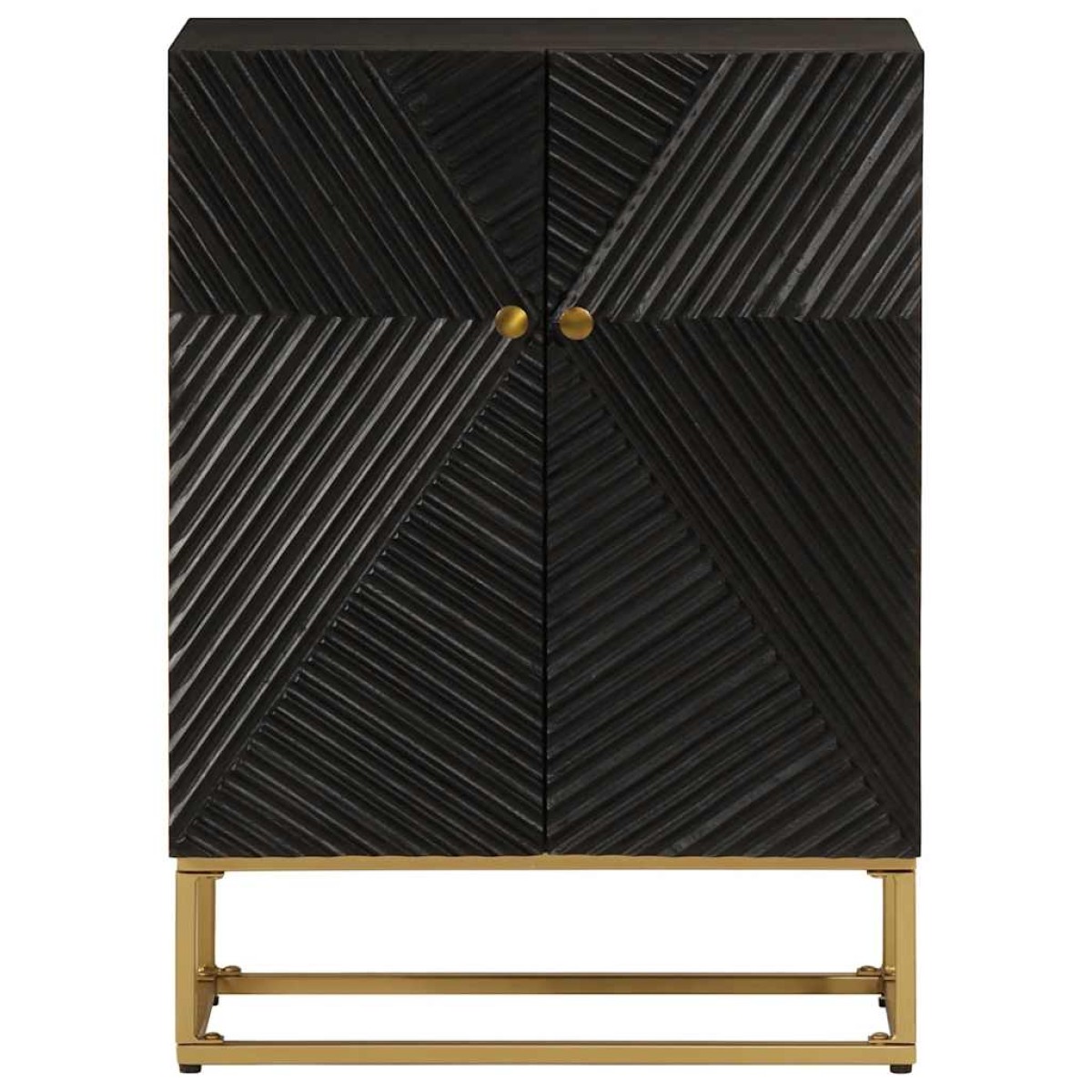 vidaXL Ντουλάπι Μαύρο 55x30x76 εκ. από Μασίφ Ξύλο Μάνγκο και Σίδηρο