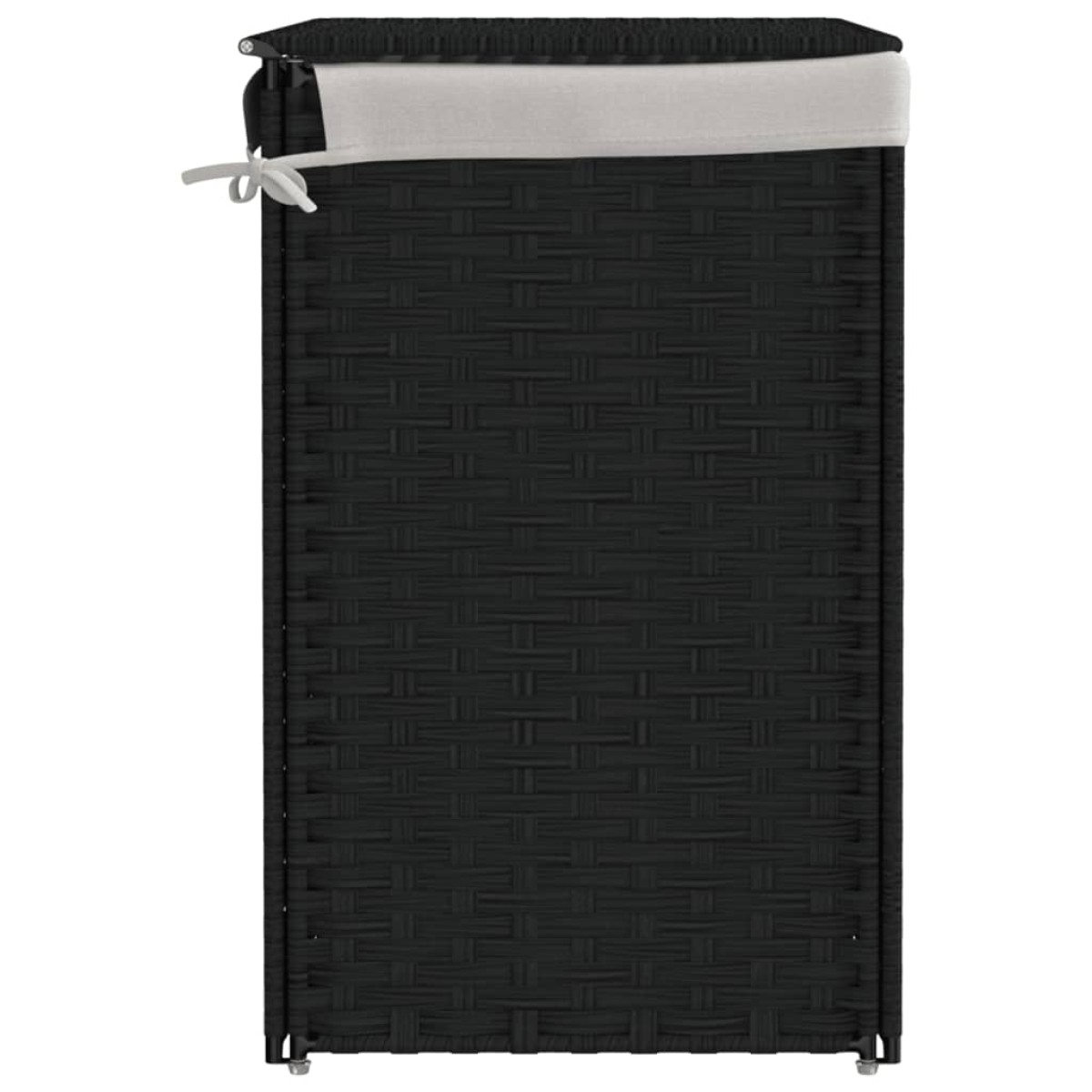 vidaXL Καλάθι Πλυντηρίου 2 Τμήματα Μαύρο 53x35x57εκ. Συνθετικό Ρατάν