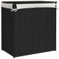 vidaXL Καλάθι Πλυντηρίου 2 Τμήματα Μαύρο 53x35x57εκ. Συνθετικό Ρατάν