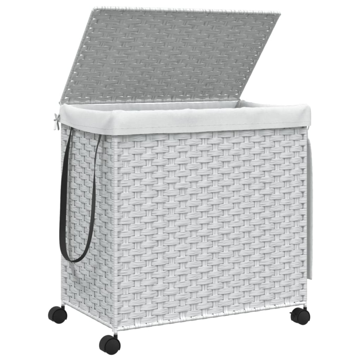 vidaXL Καλάθι Άπλυτων με Τροχούς Λευκό 60x35x60,5 εκ. από Ρατάν