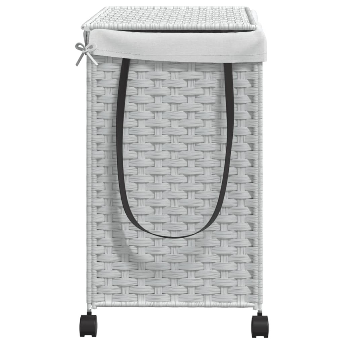 vidaXL Καλάθι Άπλυτων με Τροχούς Λευκό 60x35x60,5 εκ. από Ρατάν