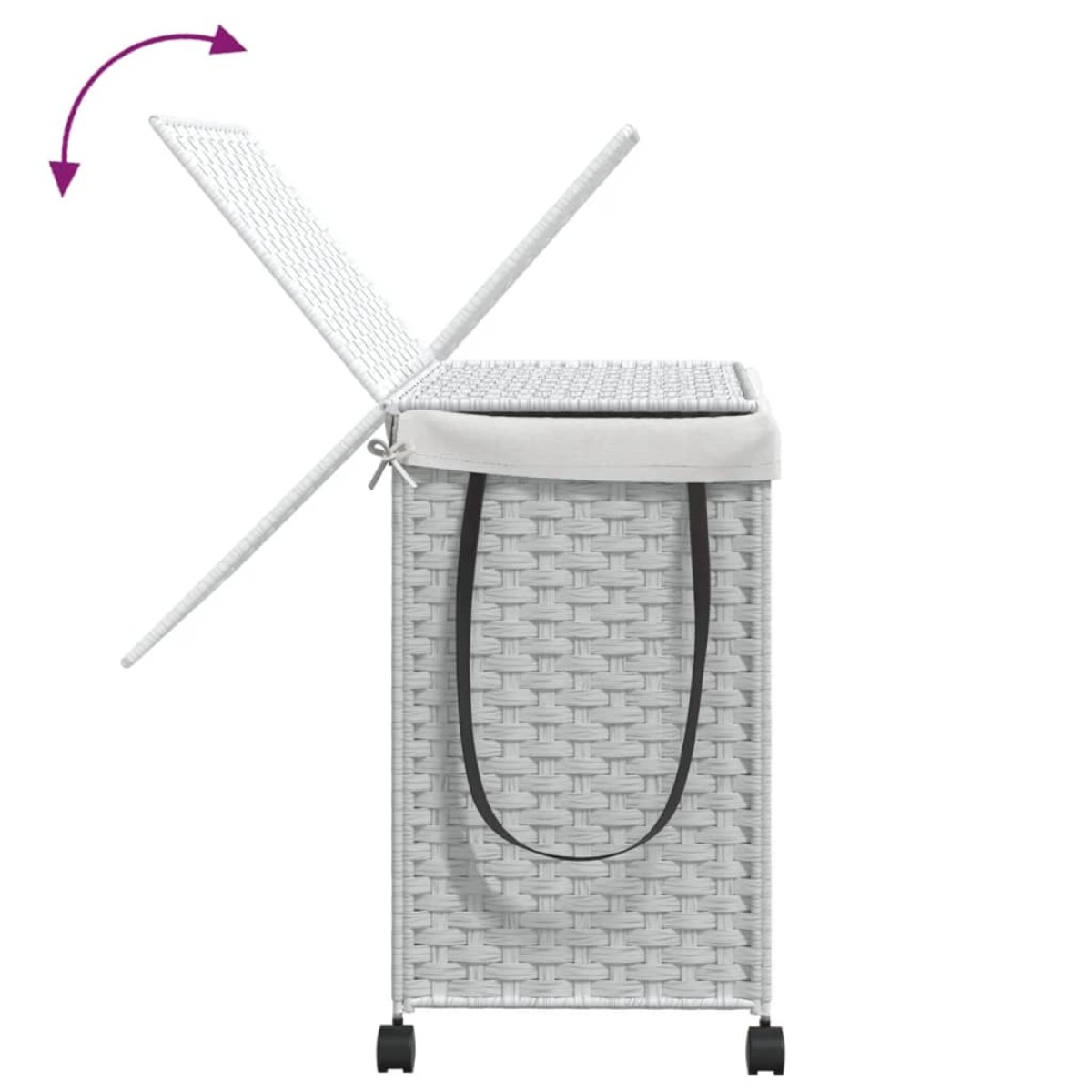 vidaXL Καλάθι Άπλυτων με Τροχούς Λευκό 60x35x60,5 εκ. από Ρατάν