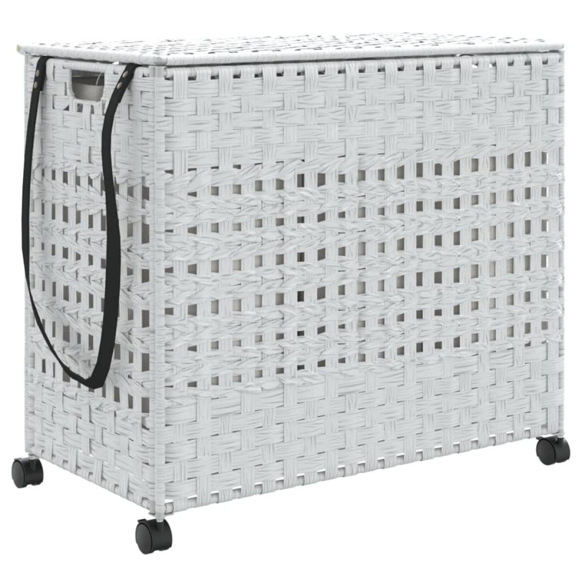 vidaXL Καλάθι Άπλυτων με Τροχούς Λευκό 66x35x60 εκ. από Ρατάν