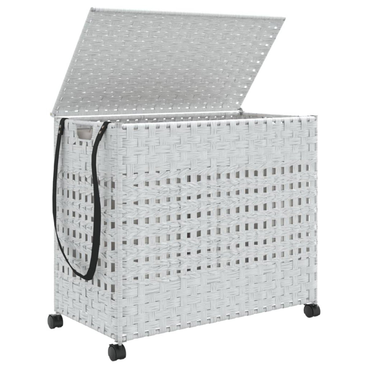 vidaXL Καλάθι Άπλυτων με Τροχούς Λευκό 66x35x60 εκ. από Ρατάν