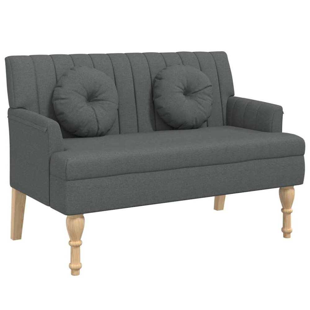 vidaXL Παγκάκι Σκούρο Γκρι 113x64,5x75,5 εκ. Υφασμάτινο με Μαξιλάρια