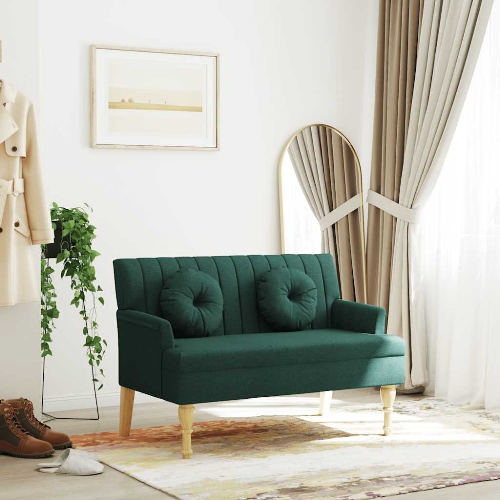 vidaXL Παγκάκι Σκούρο Πράσινο 113x64,5x75,5 εκ. με Μαξιλάρια