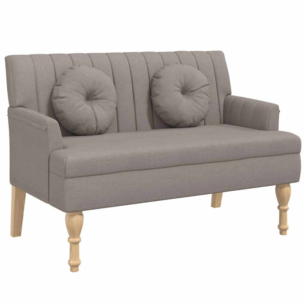 vidaXL Παγκάκι Taupe 113 x 64,5 x 75,5 εκ. Υφασμάτινο με Μαξιλάρια