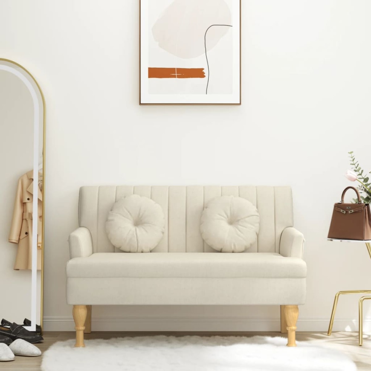 vidaXL Παγκάκι 113 x 64,5 x 75,5 εκ. Υφασμάτινο με Μαξιλάρια