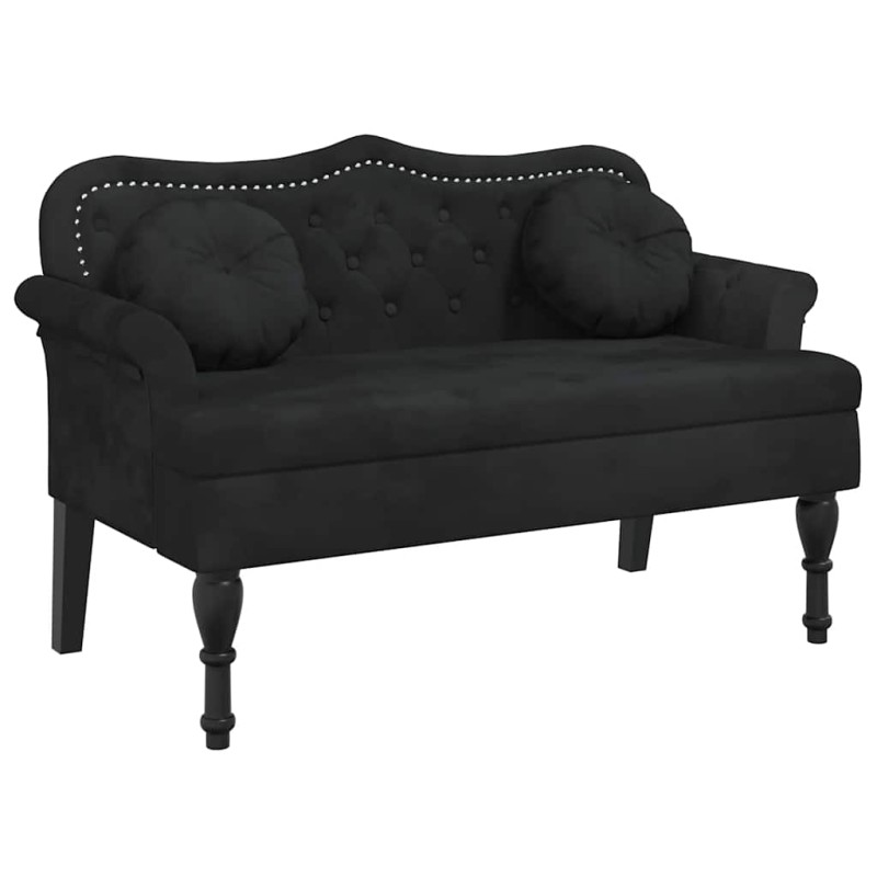 vidaXL Πάγκος με Μαξιλάρια Μαύρο Βελούδο 120,5x65x75 εκ.