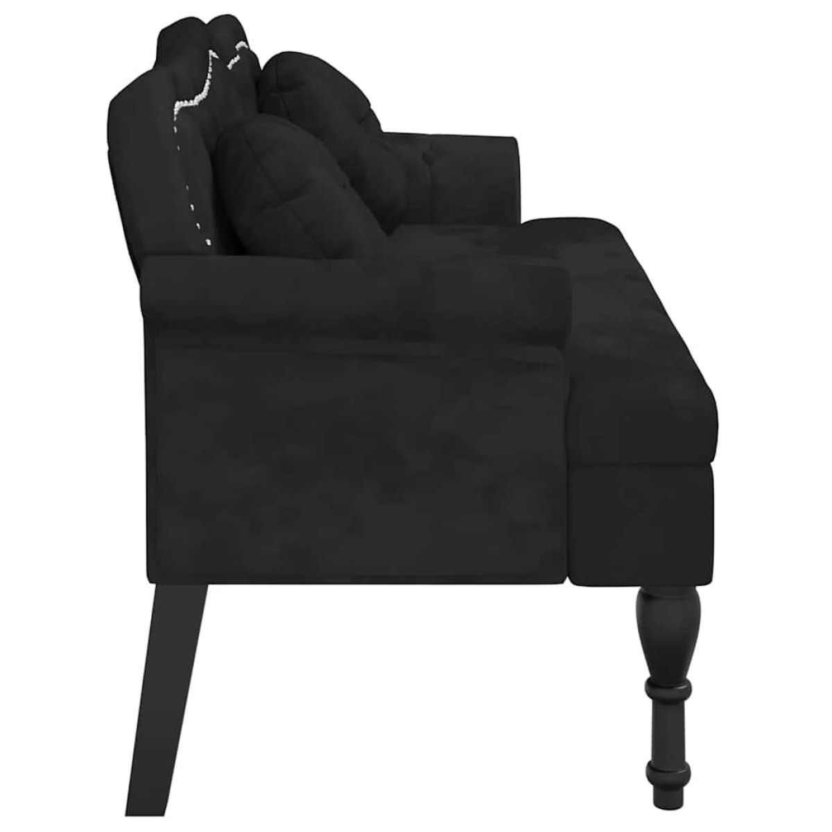 vidaXL Παγκάκι Μαύρο 120,5 x 65 x 75 εκ. Βελούδινο με Μαξιλάρια