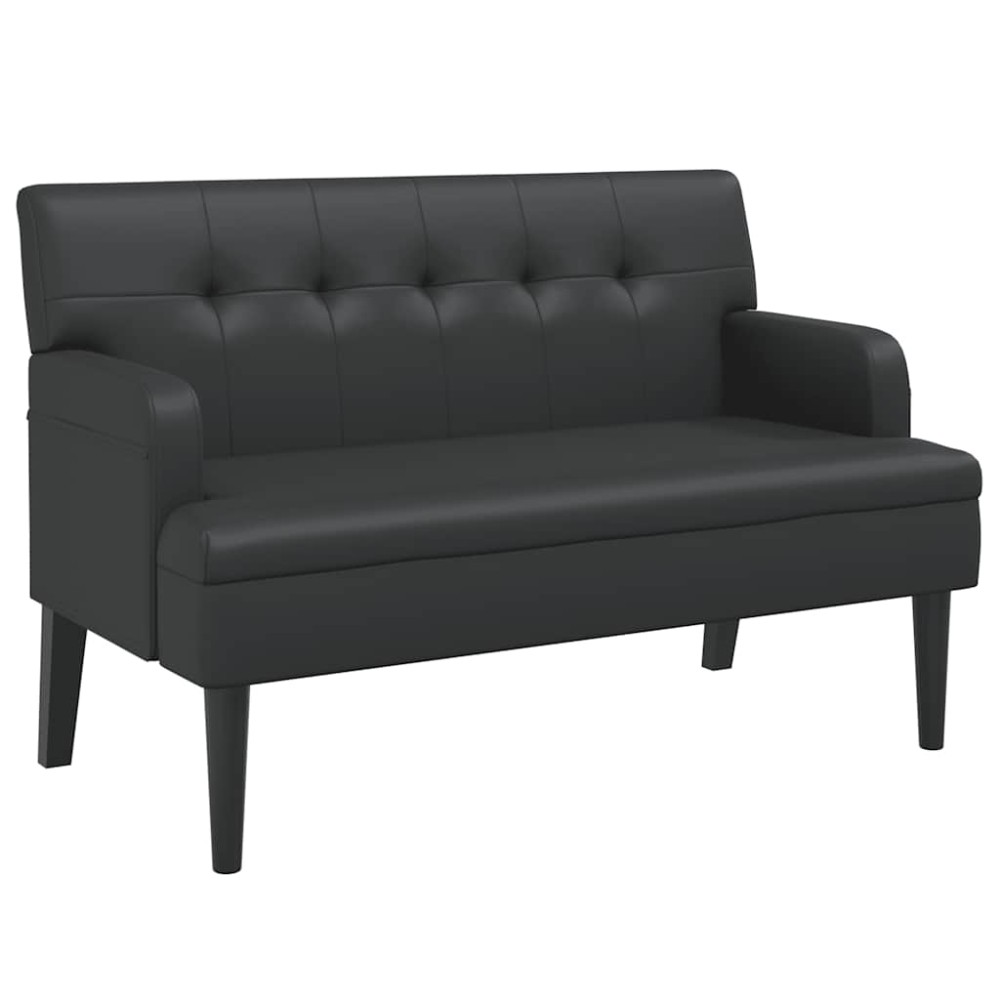 vidaXL Πάγκος με Πλάτη Μαύρο 112x65,5x75 εκ. από Συνθετικό Δέρμα