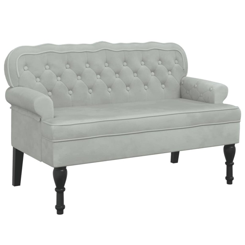 vidaXL Πάγκος με Πλάτη Ανοιχτό Γκρι 119,5x64,5x75 εκ. Βελούδο
