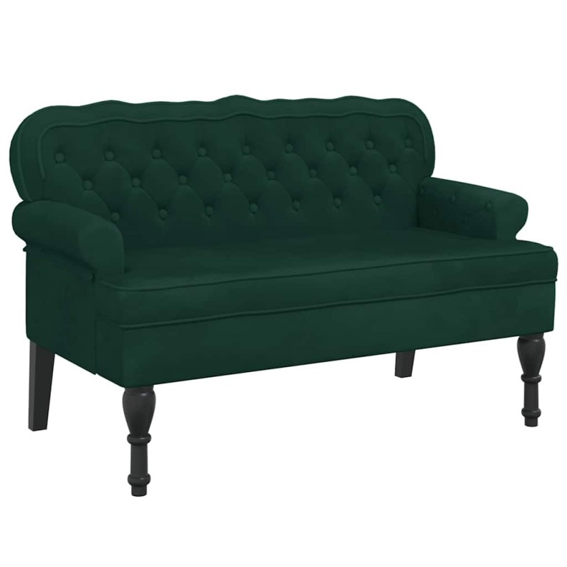 vidaXL Παγκάκι με Πλάτη Σκούρο Πράσινο 119,5x64,5x75 εκ. Βελούδινο