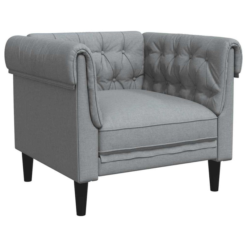 vidaXL Πολυθρόνα Chesterfield Ανοιχτό Γκρι Υφασμάτινη