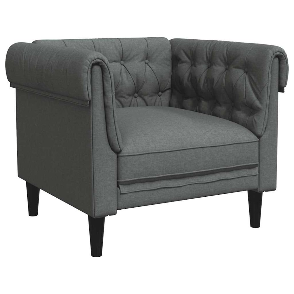 vidaXL Πολυθρόνα Chesterfield Σκούρο Γκρι Υφασμάτινη