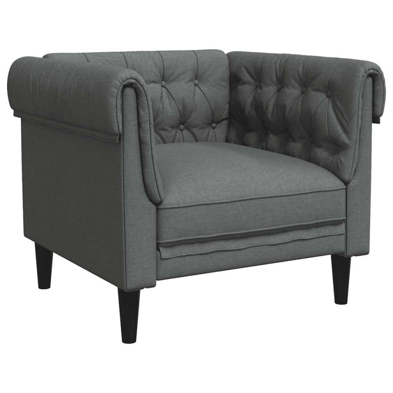 vidaXL Πολυθρόνα Chesterfield Σκούρο Γκρι Υφασμάτινη
