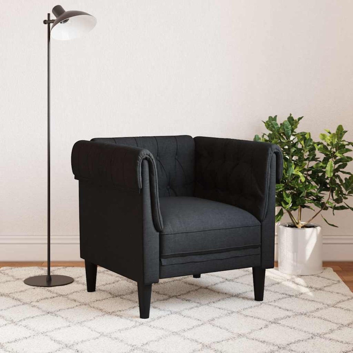 vidaXL Πολυθρόνα Chesterfield Μαύρο Υφασμάτινη
