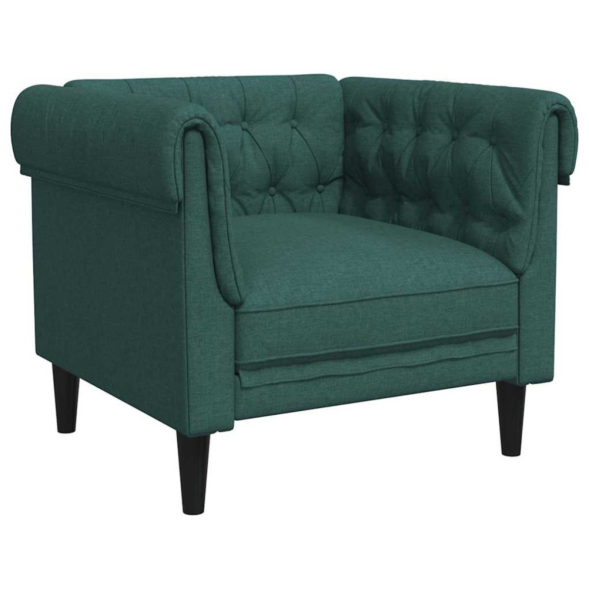 vidaXL Πολυθρόνα Chesterfield Σκούρο Πράσινο Υφασμάτινη