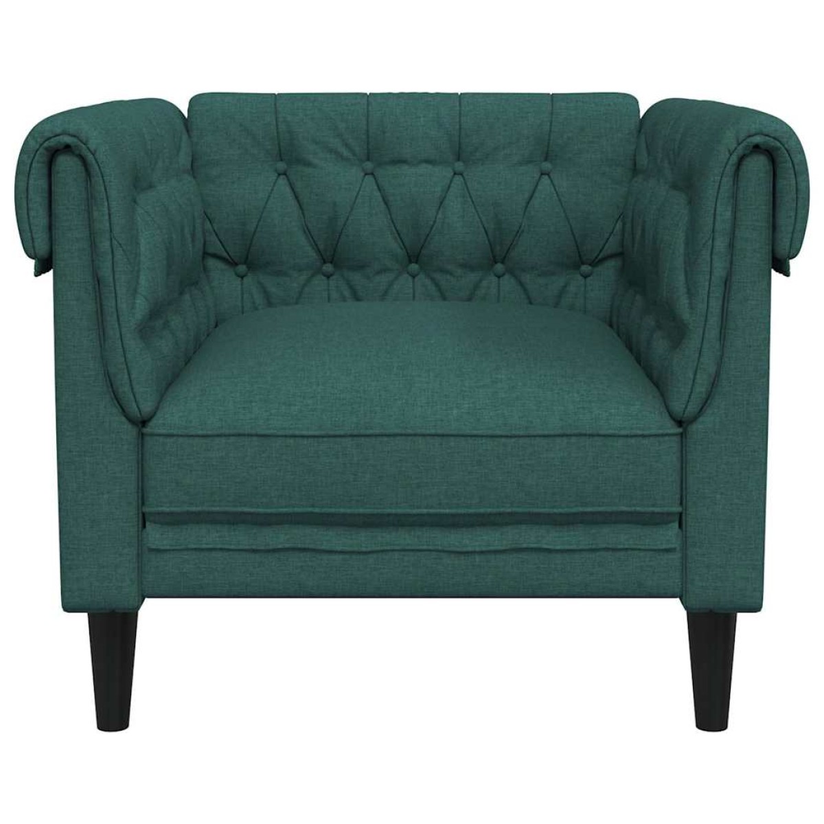 vidaXL Πολυθρόνα Chesterfield Σκούρο Πράσινο Υφασμάτινη