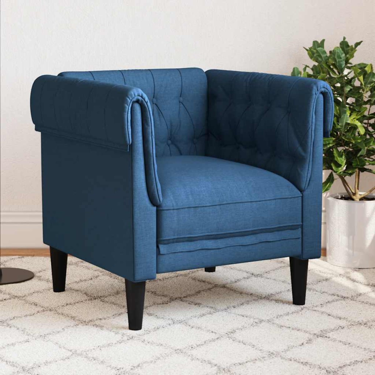 vidaXL Πολυθρόνα Chesterfield Μπλε Υφασμάτινη