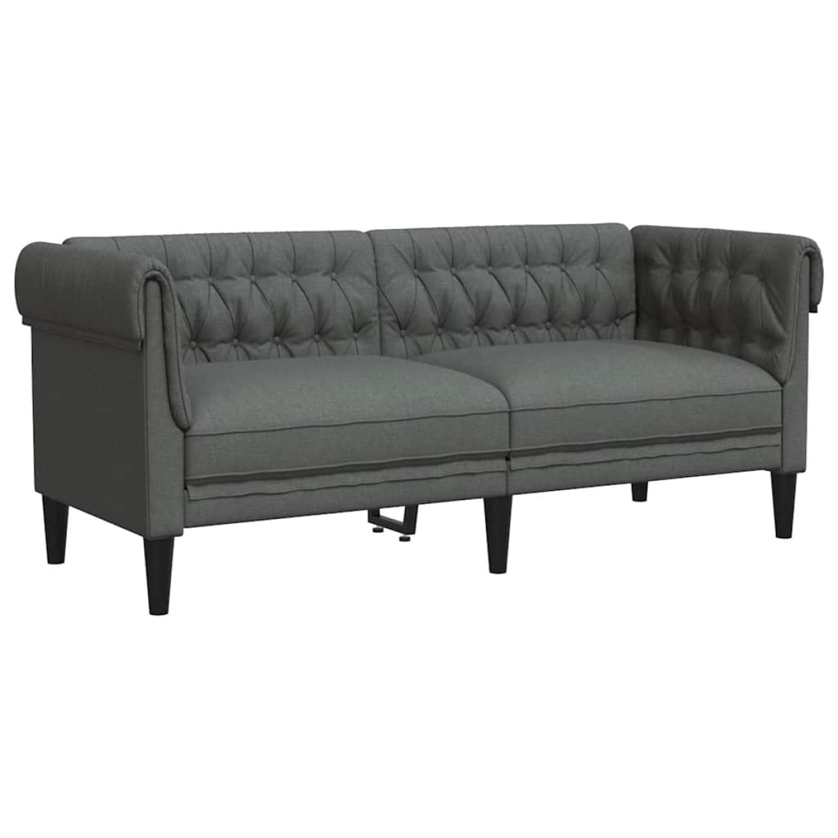 vidaXL Καναπές Διθέσιος Chesterfield Σκούρο Γκρι Υφασμάτινος