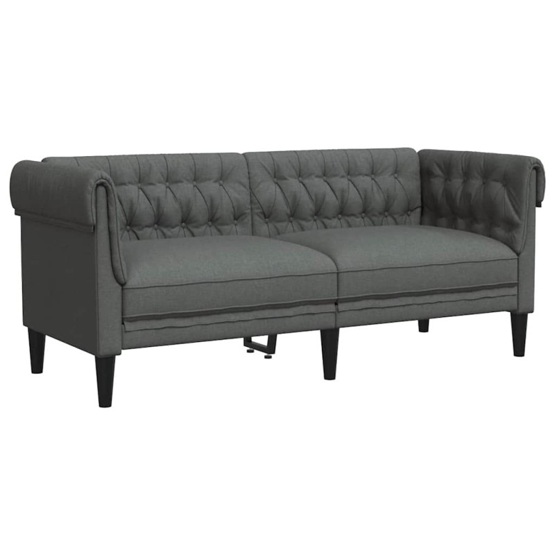 vidaXL Καναπές Διθέσιος Chesterfield Σκούρο Γκρι Υφασμάτινος