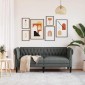 vidaXL Καναπές Διθέσιος Chesterfield Σκούρο Γκρι Υφασμάτινος
