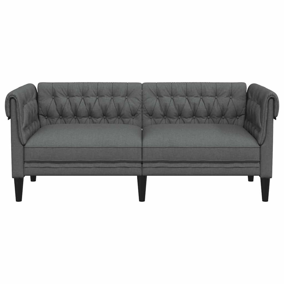 vidaXL Καναπές Διθέσιος Chesterfield Σκούρο Γκρι Υφασμάτινος