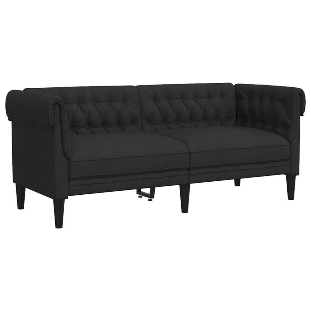 vidaXL Καναπές Διθέσιος Chesterfield Μαύρος Υφασμάτινος