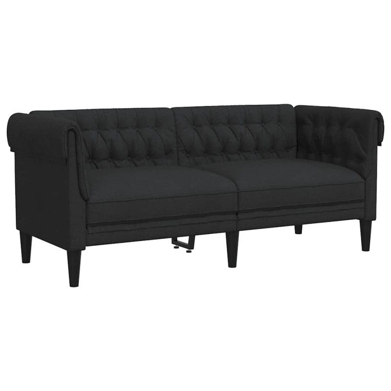 vidaXL Καναπές Διθέσιος Chesterfield Μαύρος Υφασμάτινος