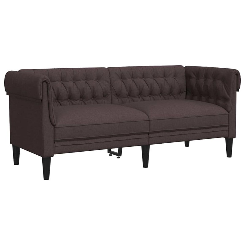 vidaXL Καναπές Διθέσιος Chesterfield Σκούρο Καφέ Υφασμάτινος