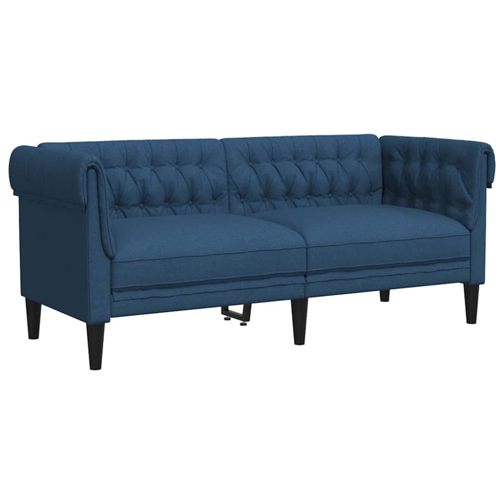 vidaXL Καναπές Διθέσιος Chesterfield Μπλε Υφασμάτινος