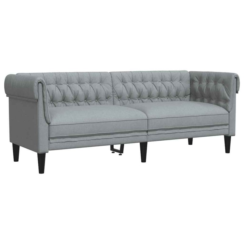 vidaXL Καναπές Τριθέσιος Chesterfield Ανοιχτό Γκρι Υφασμάτινος