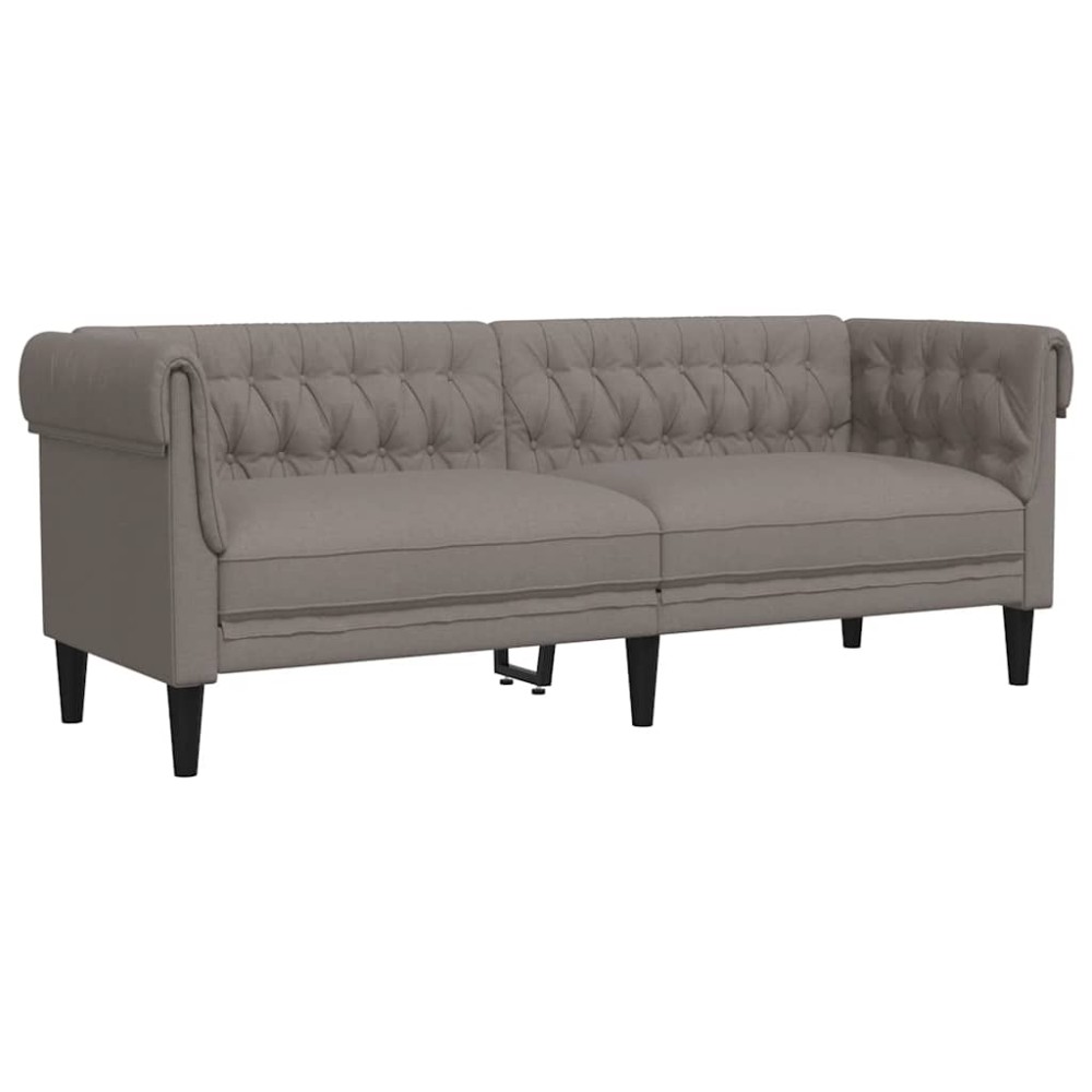 vidaXL Καναπές Τριθέσιος Chesterfield Taupe Υφασμάτινος