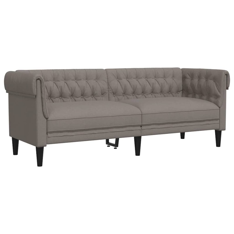 vidaXL Καναπές Τριθέσιος Chesterfield Taupe Υφασμάτινος