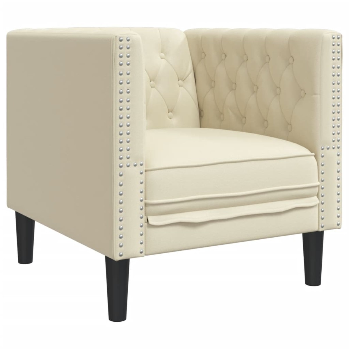 vidaXL Καναπές Chesterfield Καρέκλα Cream Faux Leather