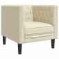 vidaXL Καναπές Chesterfield Καρέκλα Cream Faux Leather