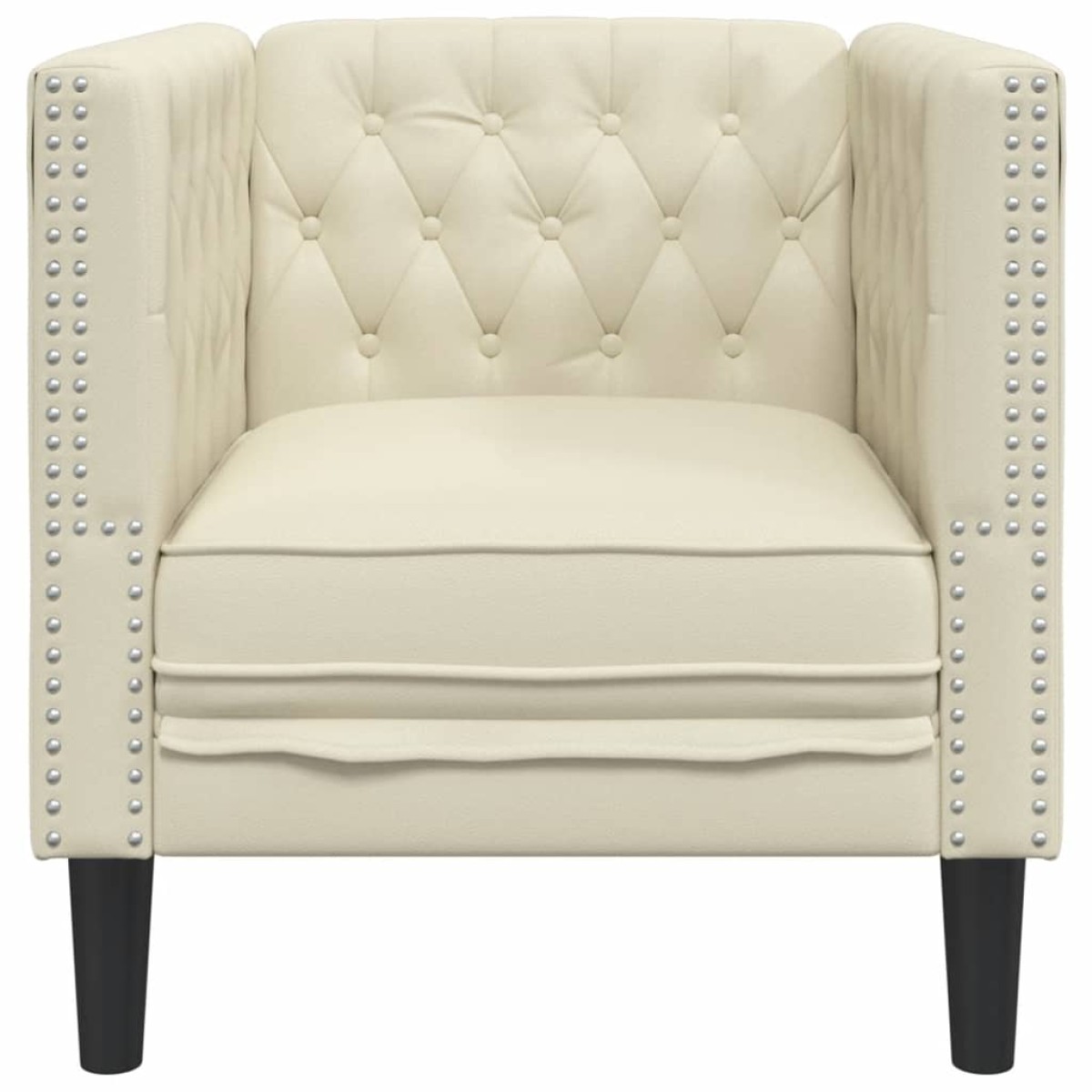 vidaXL Καναπές Chesterfield Καρέκλα Cream Faux Leather