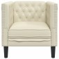 vidaXL Καναπές Chesterfield Καρέκλα Cream Faux Leather