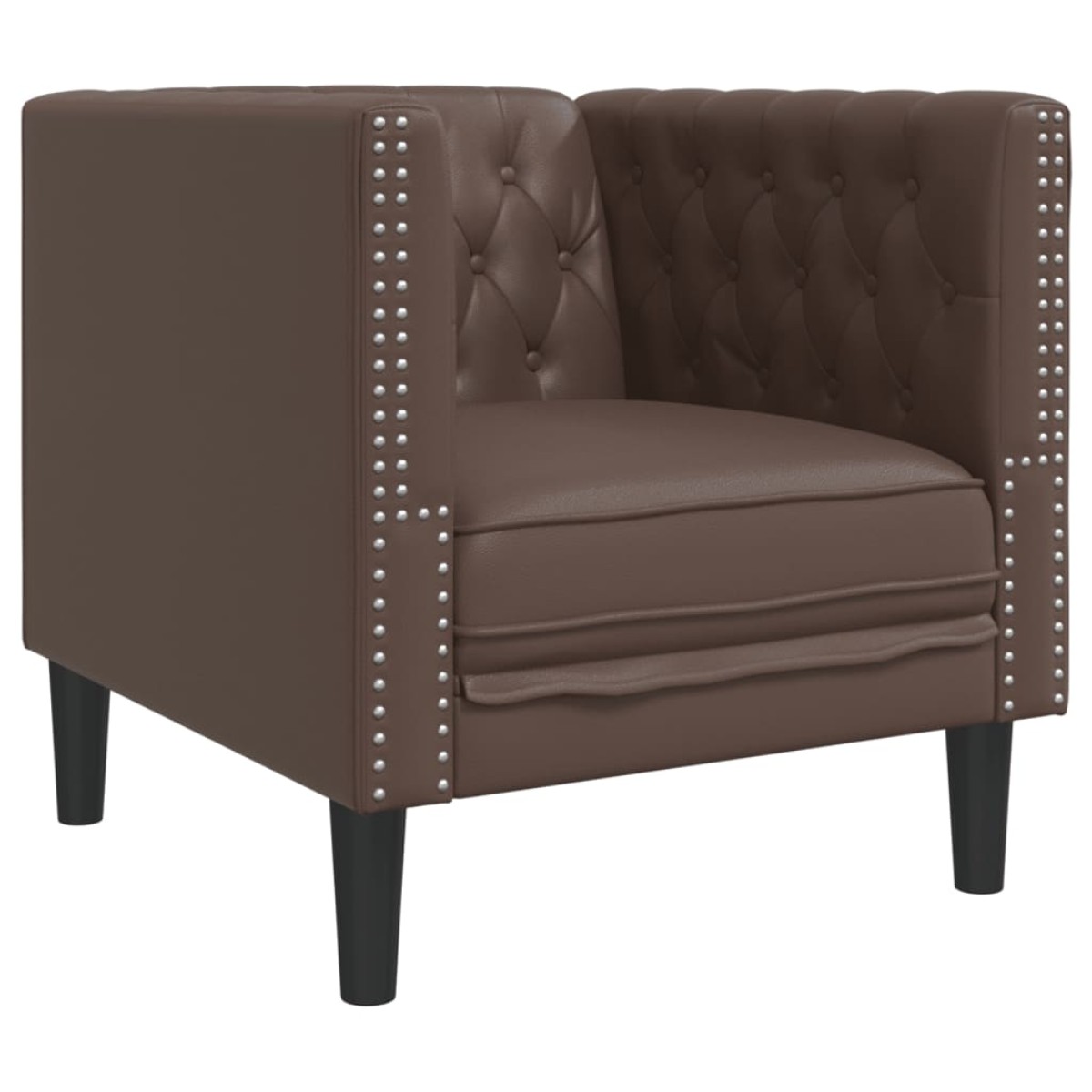 vidaXL Πολυθρόνα Chesterfield Καφέ από Συνθετικό Δέρμα