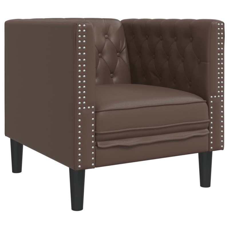 vidaXL Πολυθρόνα Chesterfield Καφέ από Συνθετικό Δέρμα