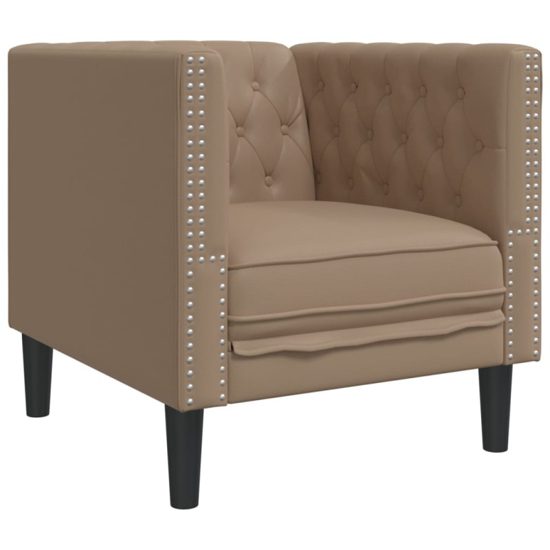 vidaXL Καναπές-Καρέκλα Chesterfield με Θήκη Καπουτσίνο από Συνθετικό Δέρμα