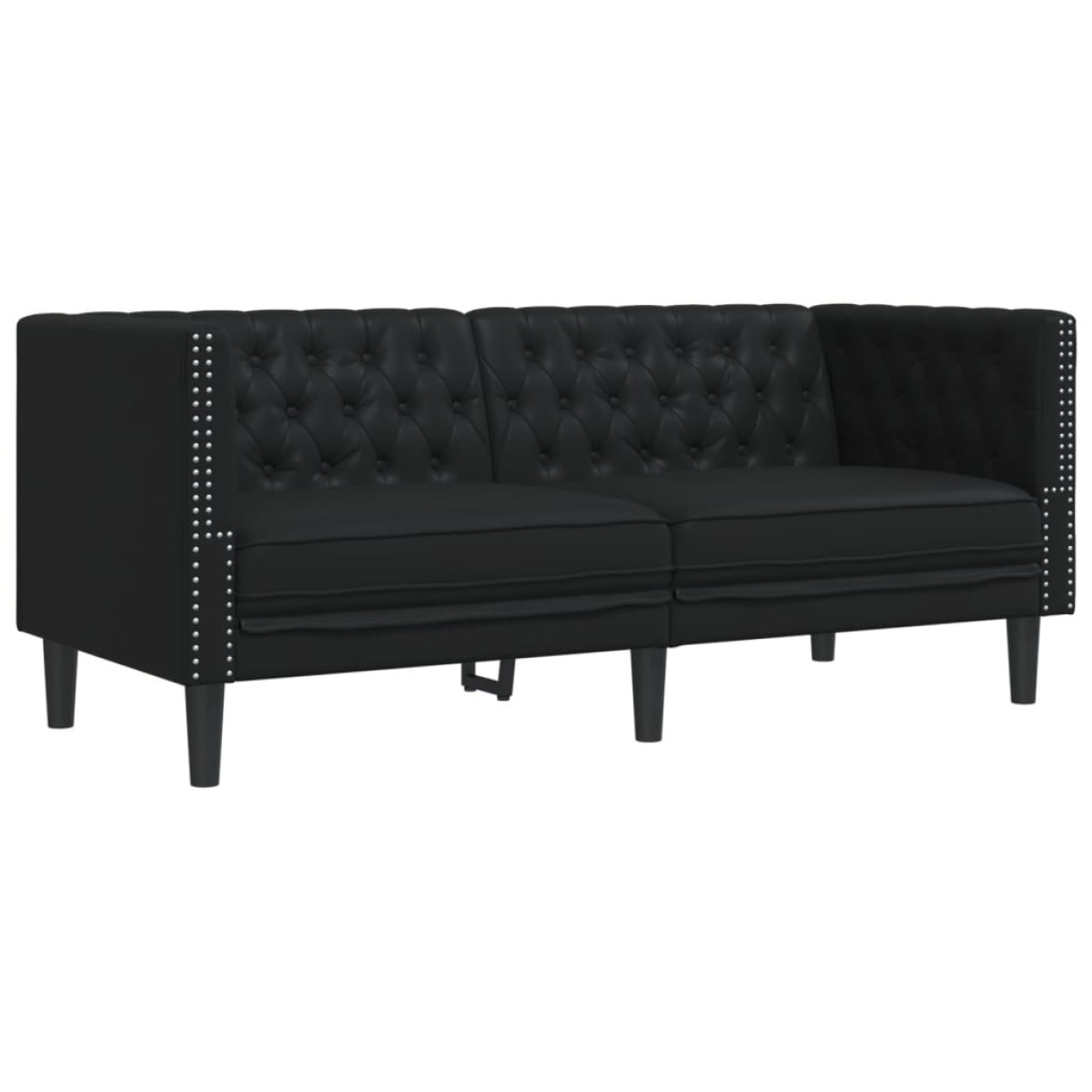 vidaXL Καναπές Διθέσιος Chesterfield Μαύρος από Συνθετικό Δέρμα