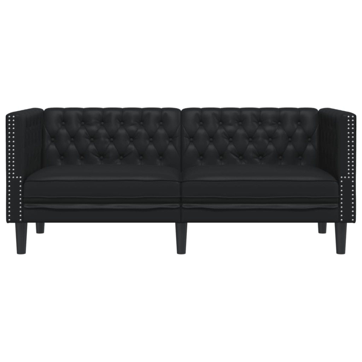 vidaXL Καναπές Διθέσιος Chesterfield Μαύρος από Συνθετικό Δέρμα